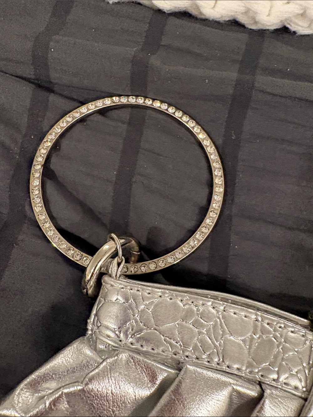 Silver Rhinestone Accent Wristlet Clutch - Picture 4 of 9